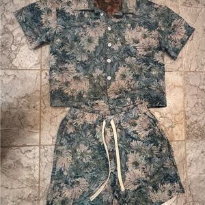 MANFINITY Floral Button-Up Shirt and Shorts Set